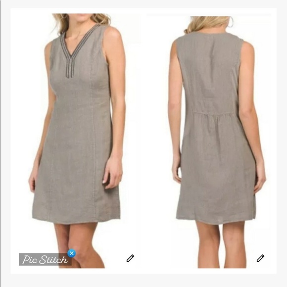 Lina Tomei Linen Rhinestone Embellished Dress - Picture 1 of 11